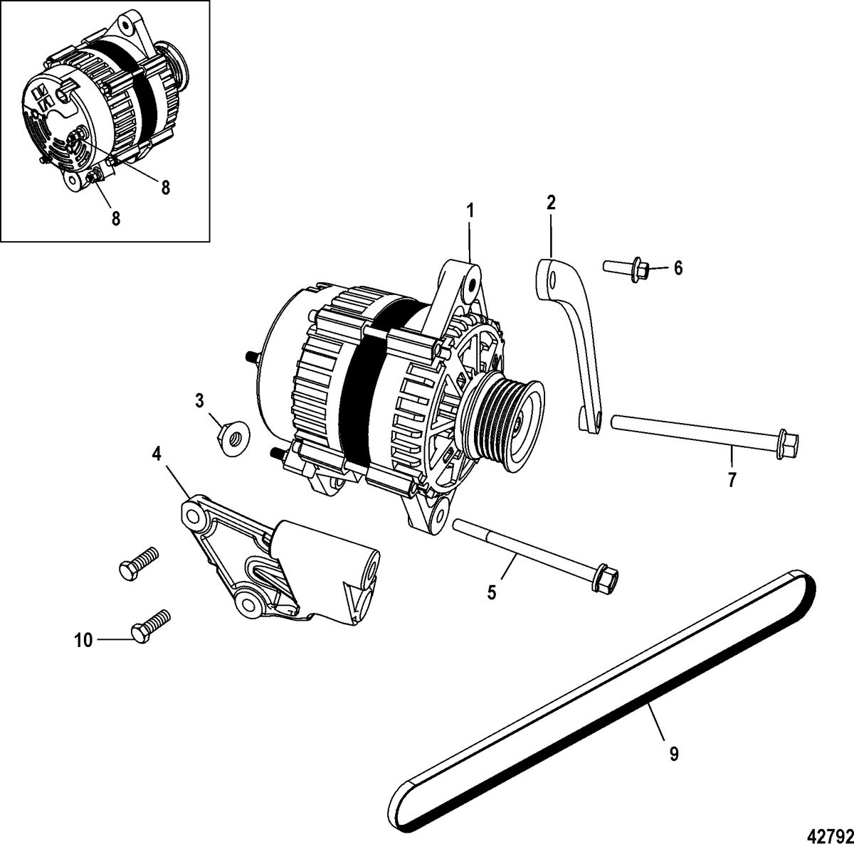 MERCRUISER 8.2L MAG / 8.2L MAG HO Alternator(2A041664 & below)