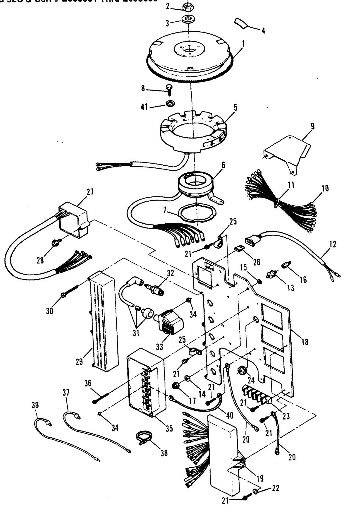FORCE 150 H.P. IGNITION SYSTEM (91B Thru 92C - 0E000001 Thru 0E093699)