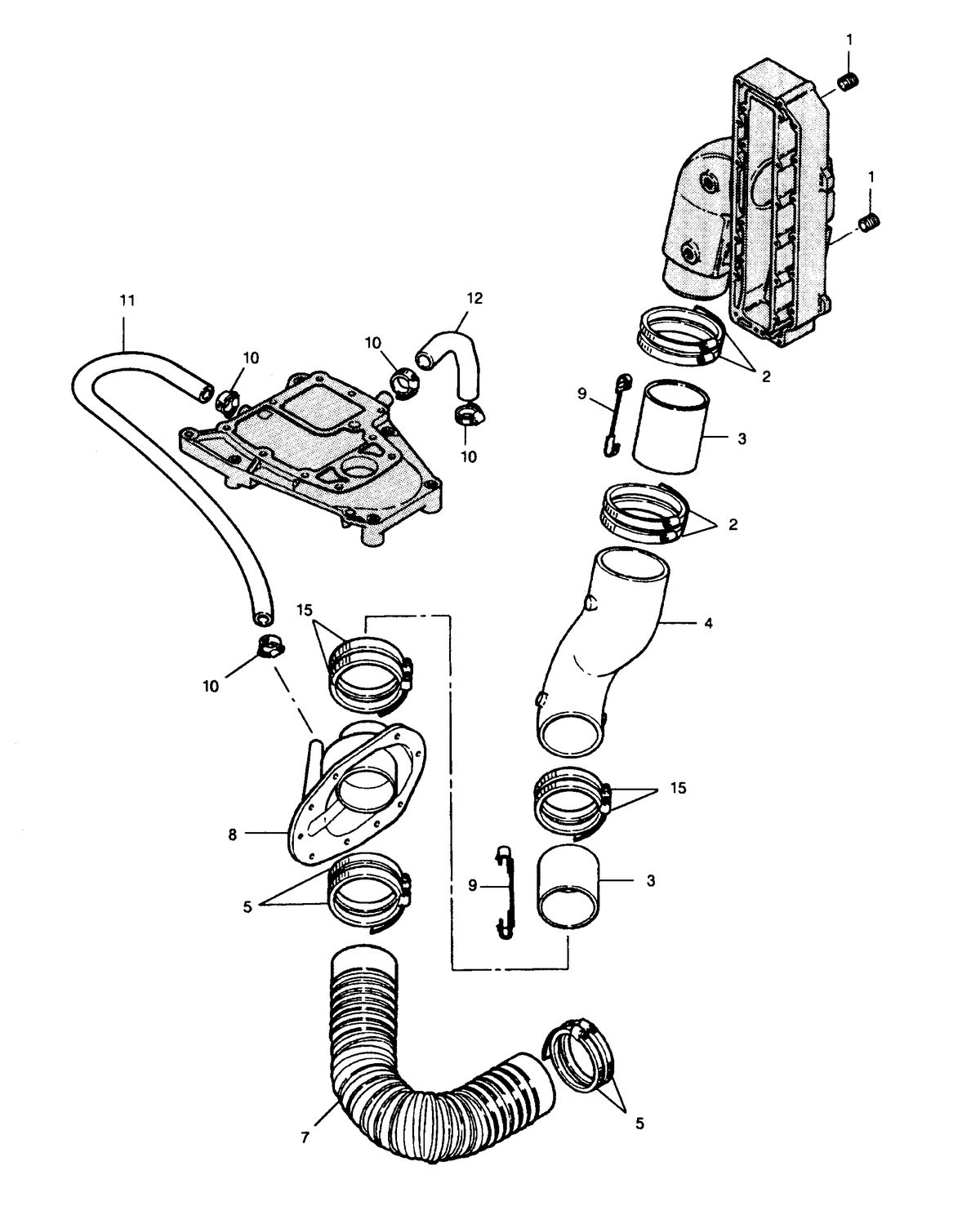 FORCE FORCE 1991 90 H.P. "D" MODEL L-DRIVE EXHAUST SYSTEM