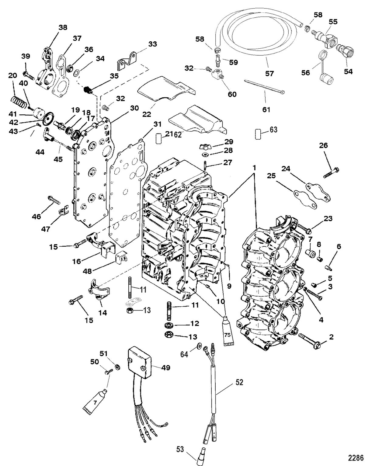 MERCURY/MARINER 75/90 HP 65 JET (3 CYLINDER) Cylinder Block