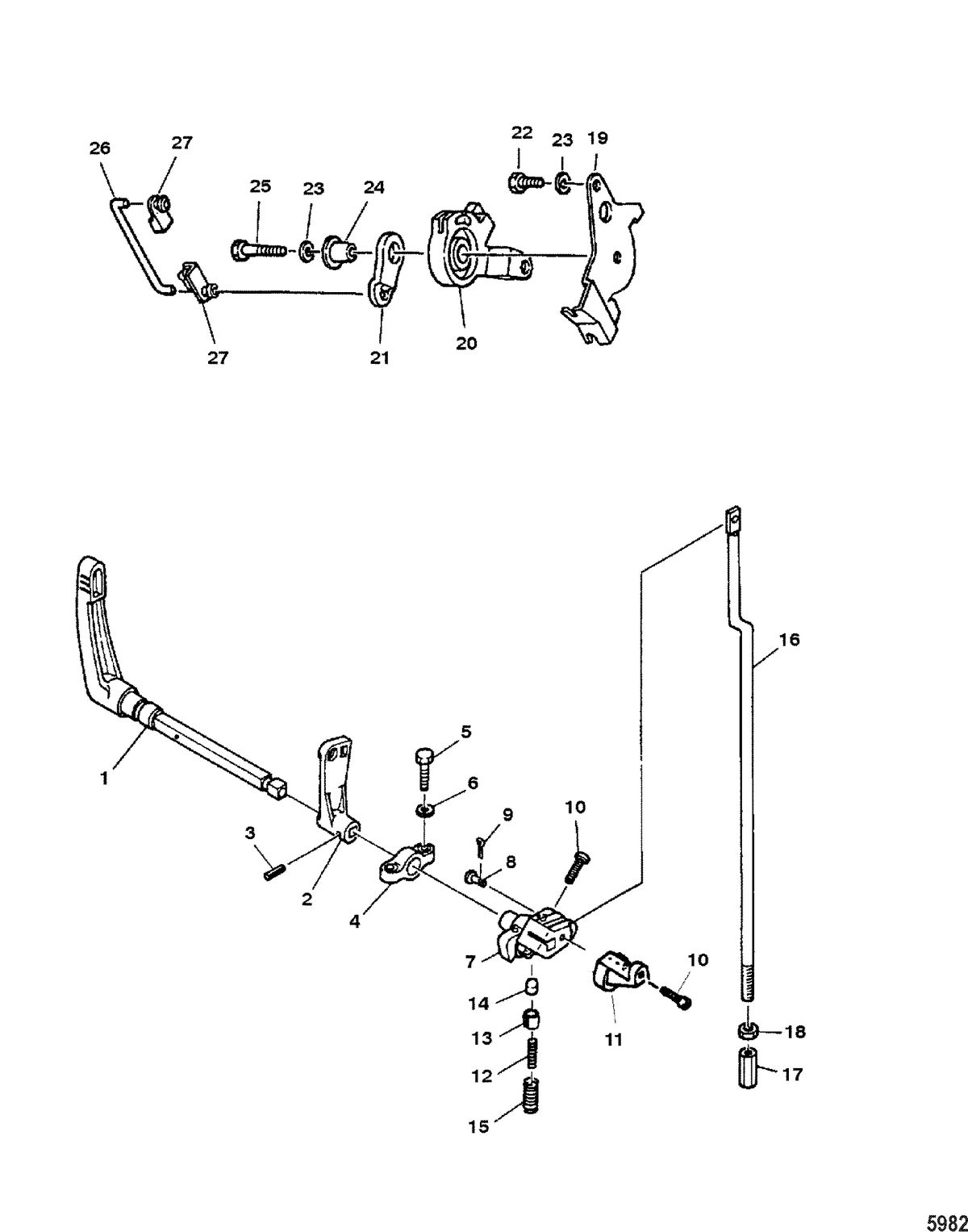 MARINER 40HP KEROSENE Throttle Control/Gear Shift Linkage