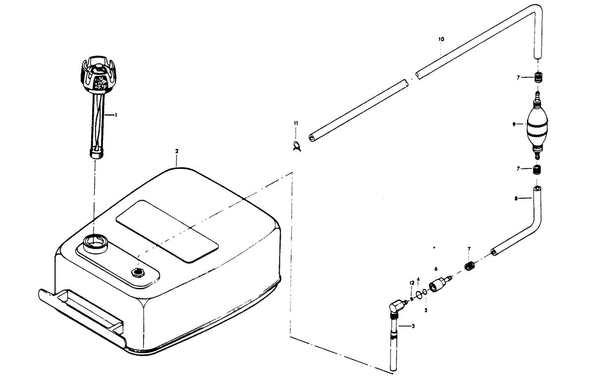 CHRYSLER 100 H.P. FUEL TANK AND LINE