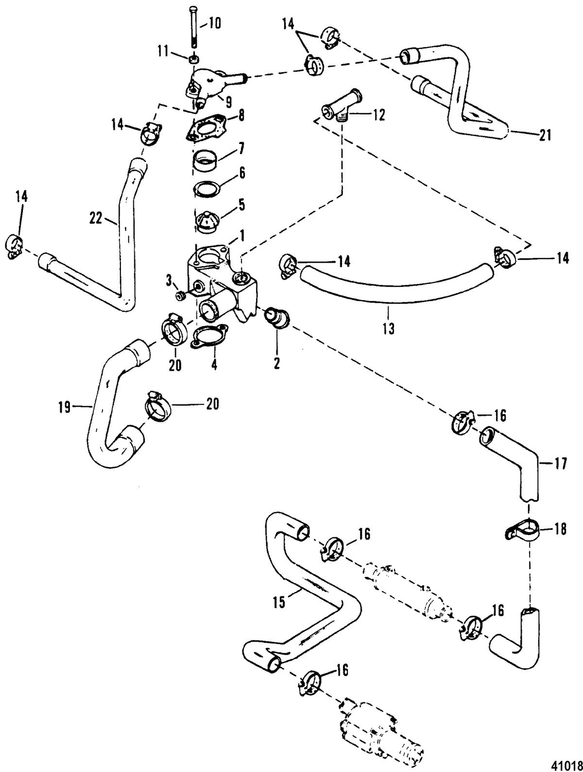 MERCRUISER 5.7L COMPETITION SKI ENGINE Thermostat Housing(Standard Cooling) Design I