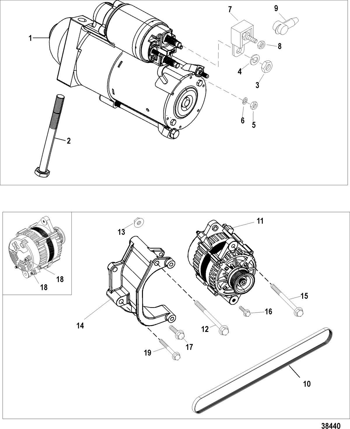 MERCRUISER 8.1L TOWSPORT MPI Starter and Alternator