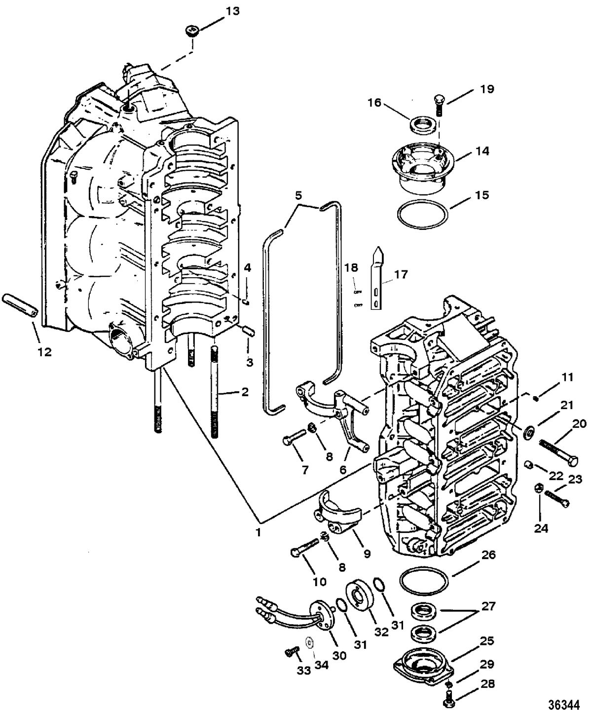 RACE OUTBOARD HI PERF MERC/MAR S3000 CYLINDER BLOCK AND END CAPS