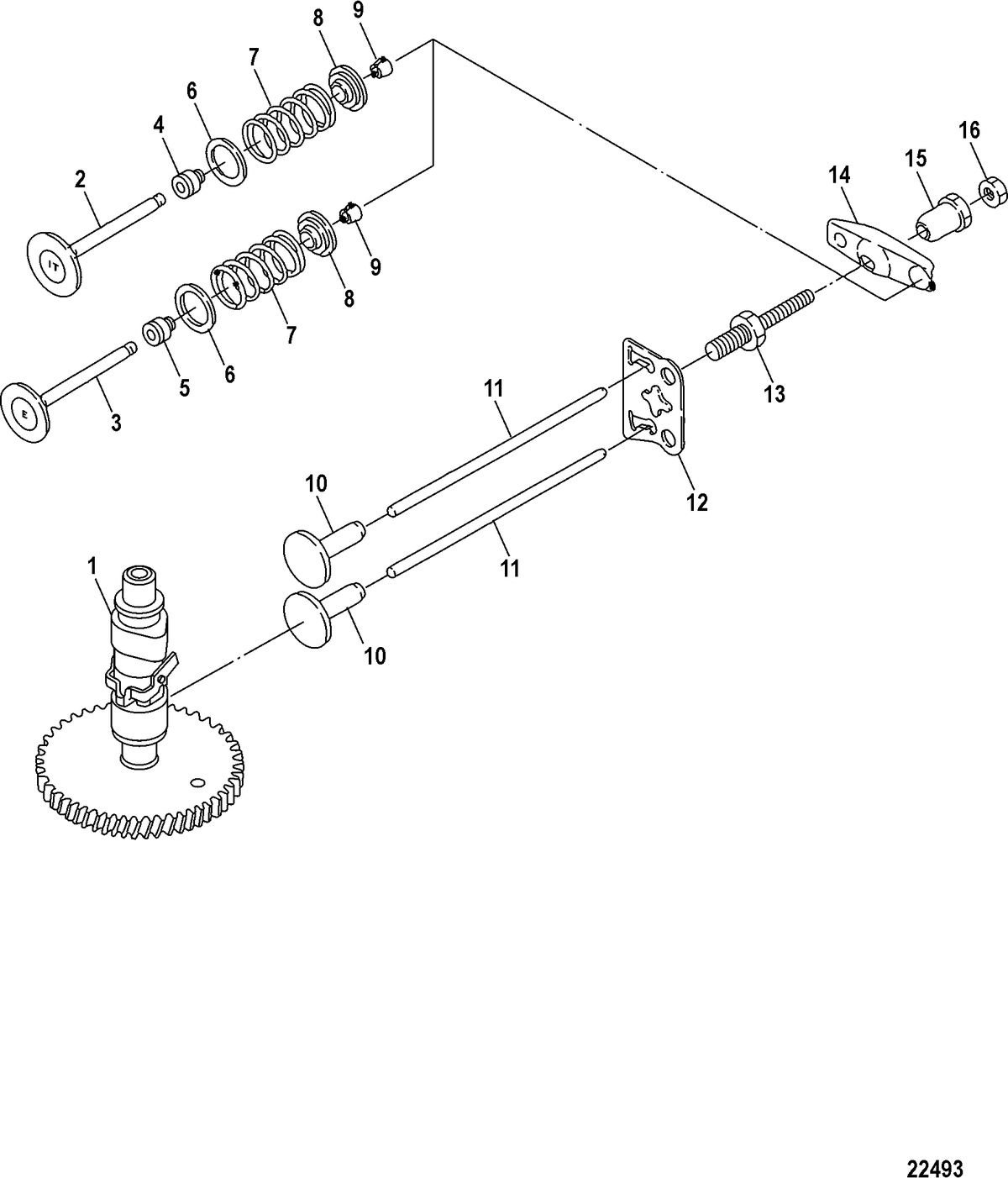 MERCURY/MARINER 2/2.5/3.5 4-STROKE Camshaft and Valves, Serial # 0R318096 and Up