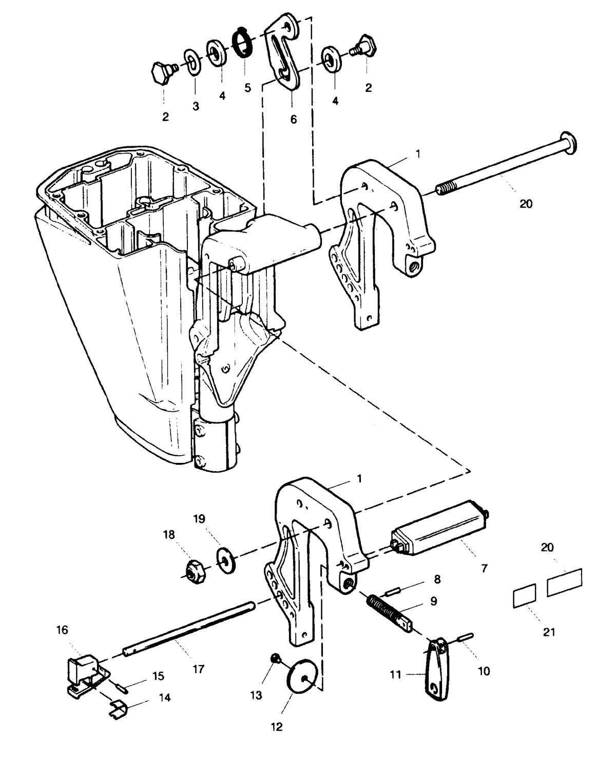 SEARS 9.9 H.P. 15" LEG OUTBOARD MOTOR Stern Brackets