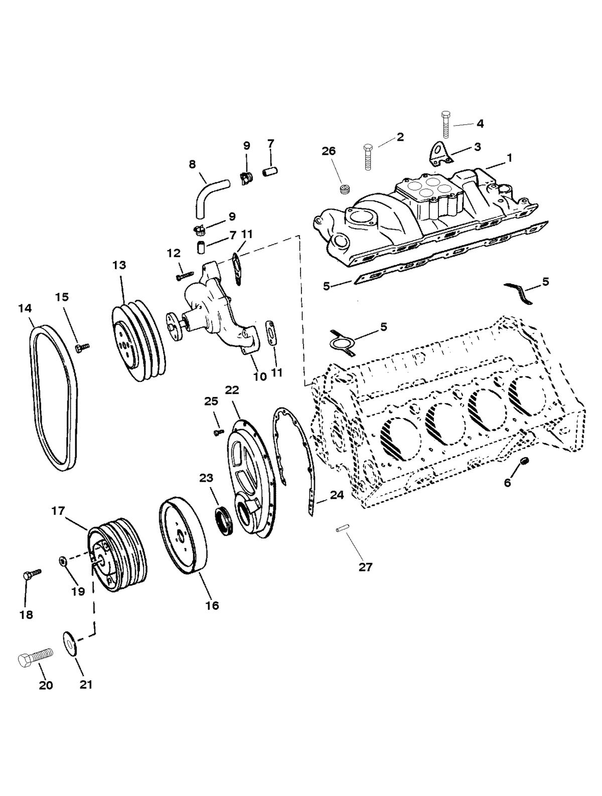 MERCRUISER MIE 7.4L HURTH/BORG WARNER (GEN IV) INTAKE MANIFOLD AND FRONT COVER