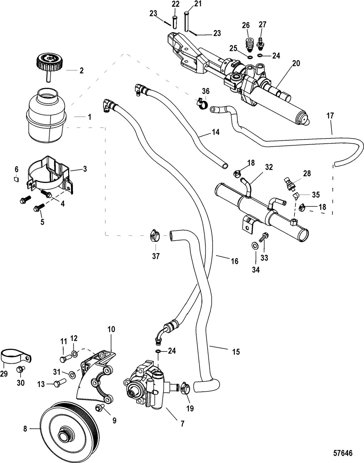 MERCRUISER 8.2 MAG HO EC Steering Components