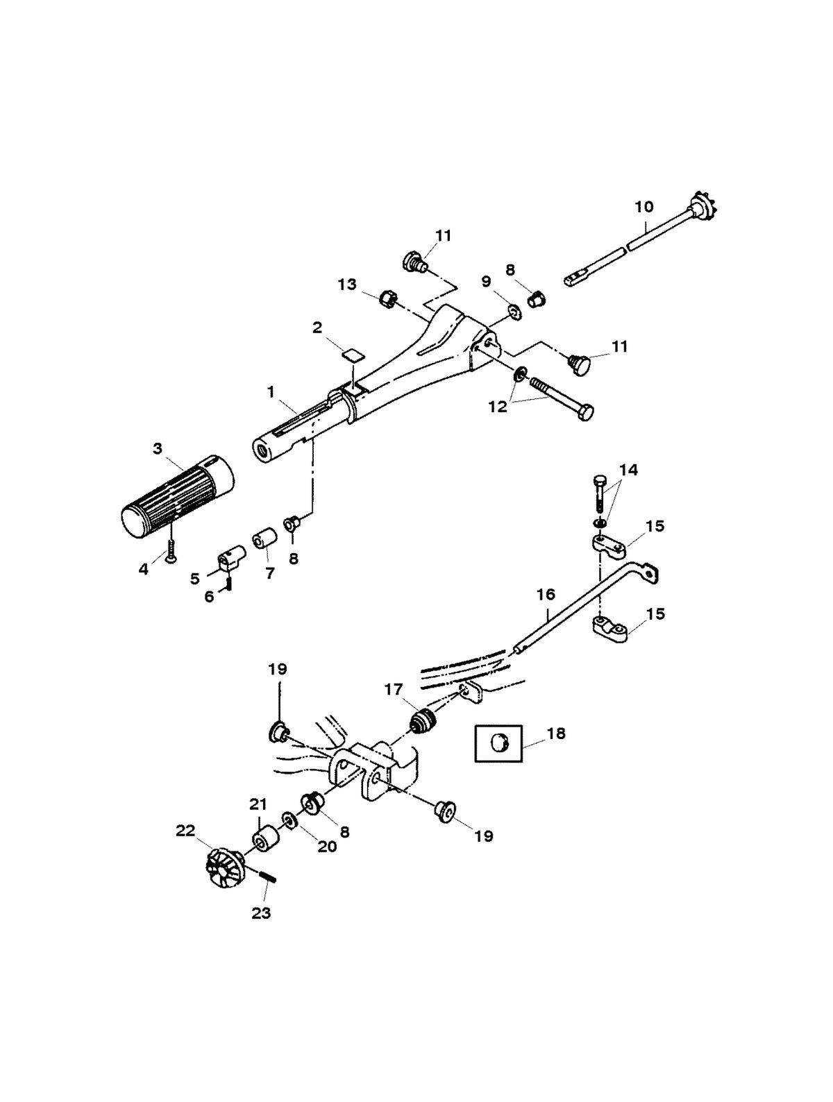 MARINER 30 H.P. (2 CYL./430 CC) TILLER HANDLE
