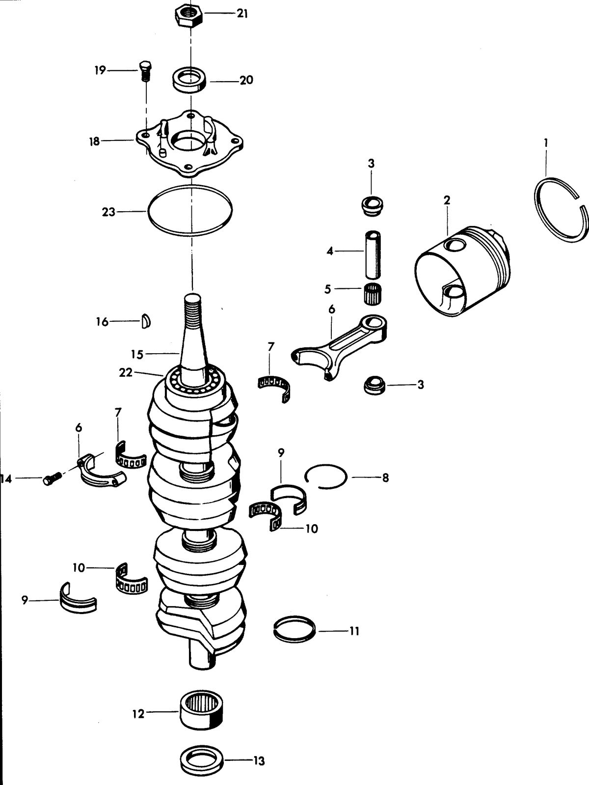 CHRYSLER 115 H.P. CHARGER CRANKSHAFT AND PISTON GROUP