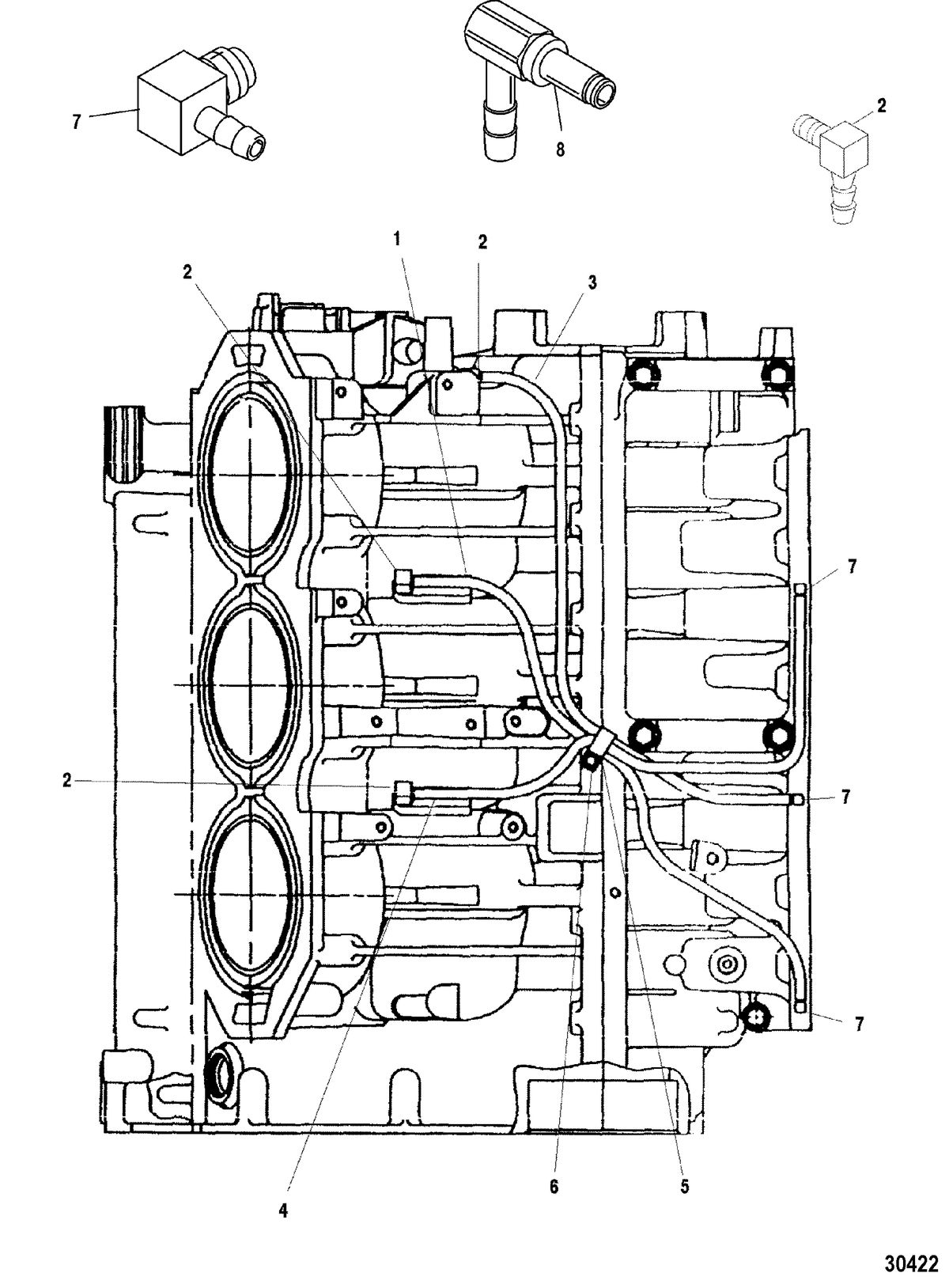 MERCURY/MARINER 200/225 (3.0L DFI) STARBOARD CENTER MAIN OILING SYSTEM