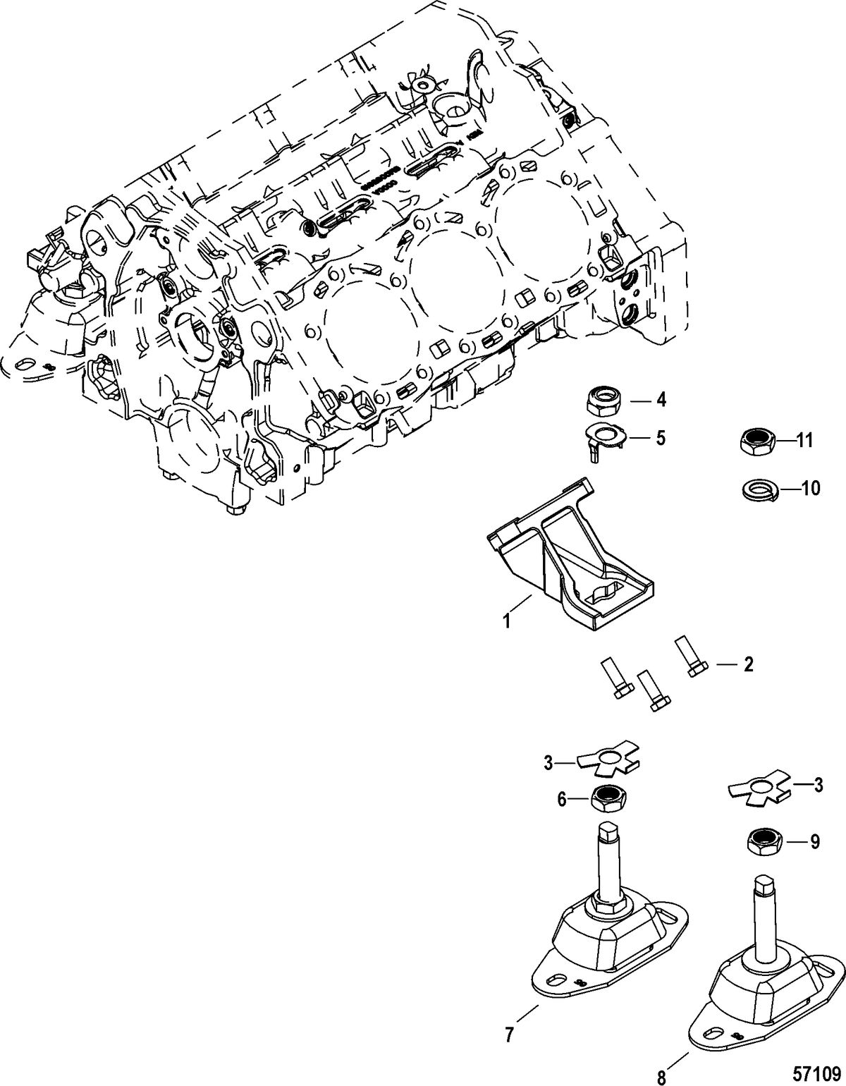 MERCRUISER 4.5L MPI ALPHA/BRAVO Engine Mounts