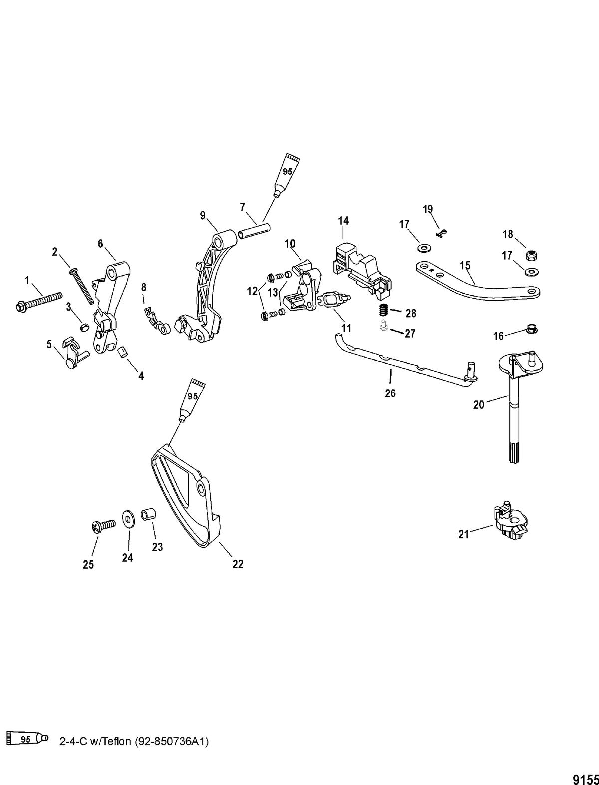 MERCURY/MARINER 30/40 CARB 4-STROKE (3 CYLINDER) Linkage(Manual Bigfoot-0G960499 and Below)