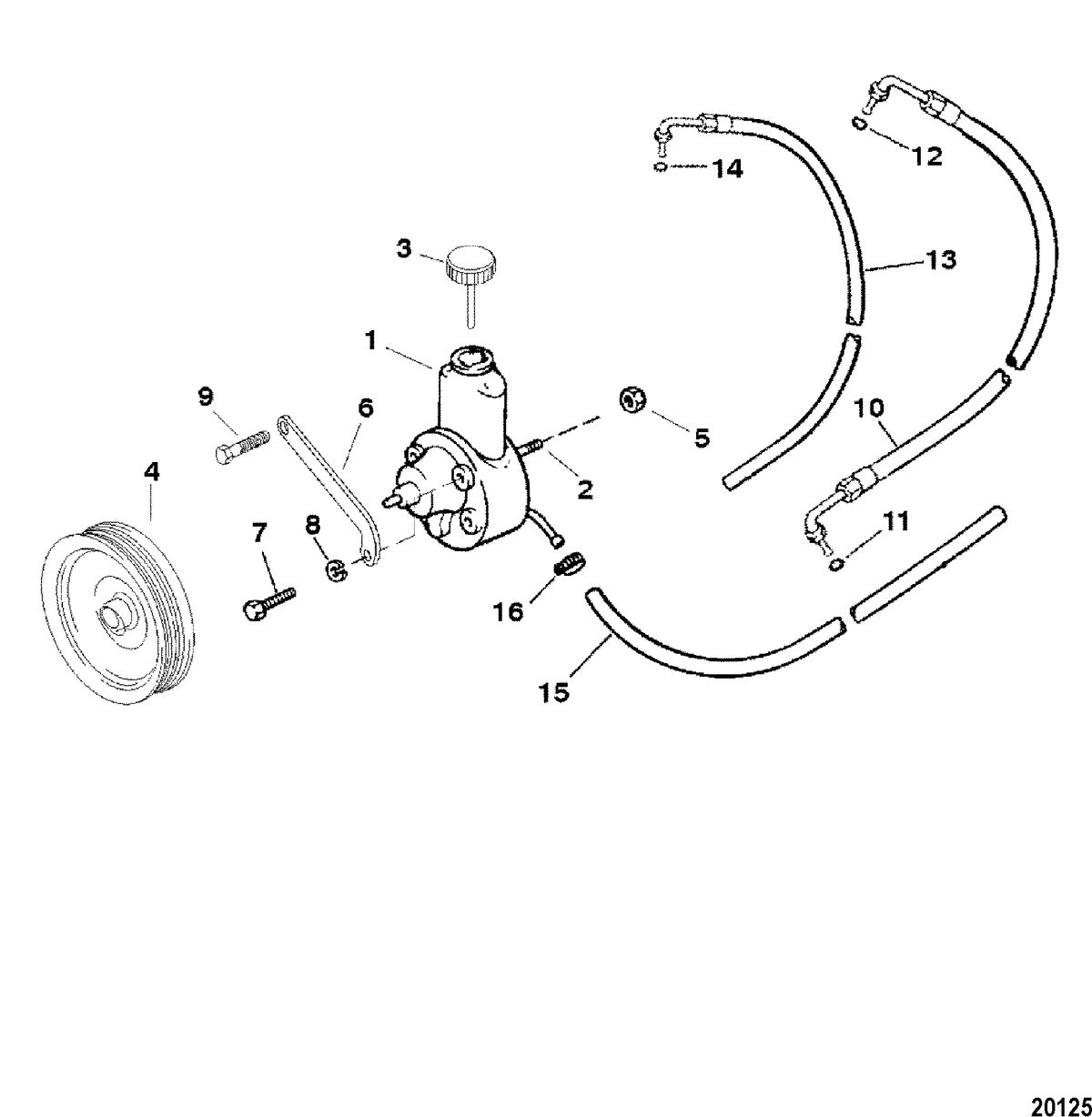 MERCRUISER 454/502 MPI MAG BRAVO (GEN VI) POWER STEERING COMPONENTS
