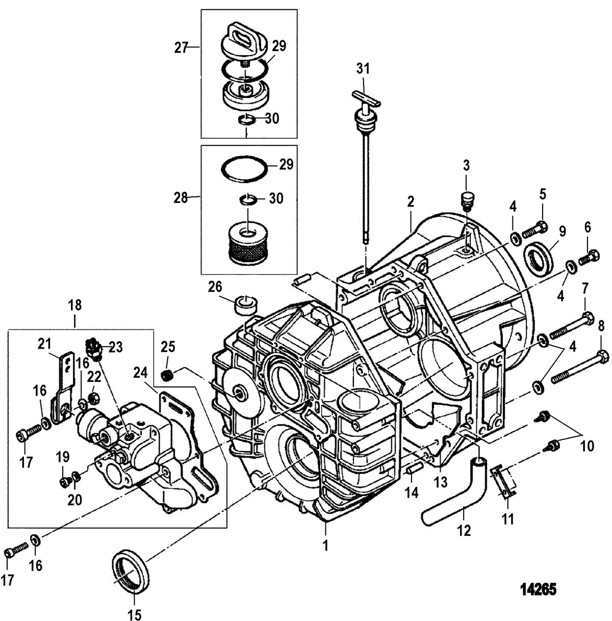 MERCRUISER CUMMINS/MERCRUSER DIESEL (2.8L/165) (4.2L/250) Transmission(Down Angle) (Inboard)