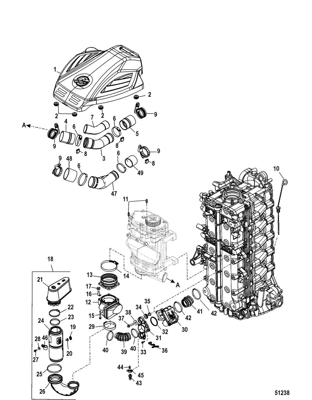 MERCURY/MARINER 200/225/250/275/300 4-STROKE VERADO (6 CYLINDER) Induction Components, CCT