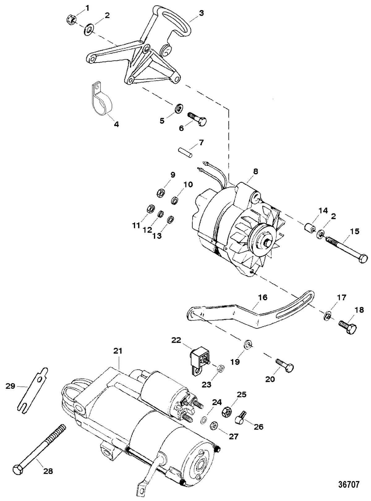 RACE STERNDRIVE 500 CARB (502CID) 8.2L ENGINE (GEN +) STARTER AND ALTERNATOR