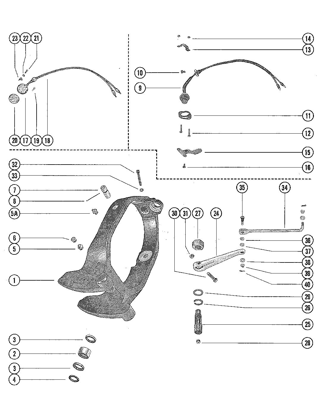 MERCRUISER 888 STERN DRIVE (1.50) RATIO GIMBAL RING ASSEMBLY AND STEERING LEVER