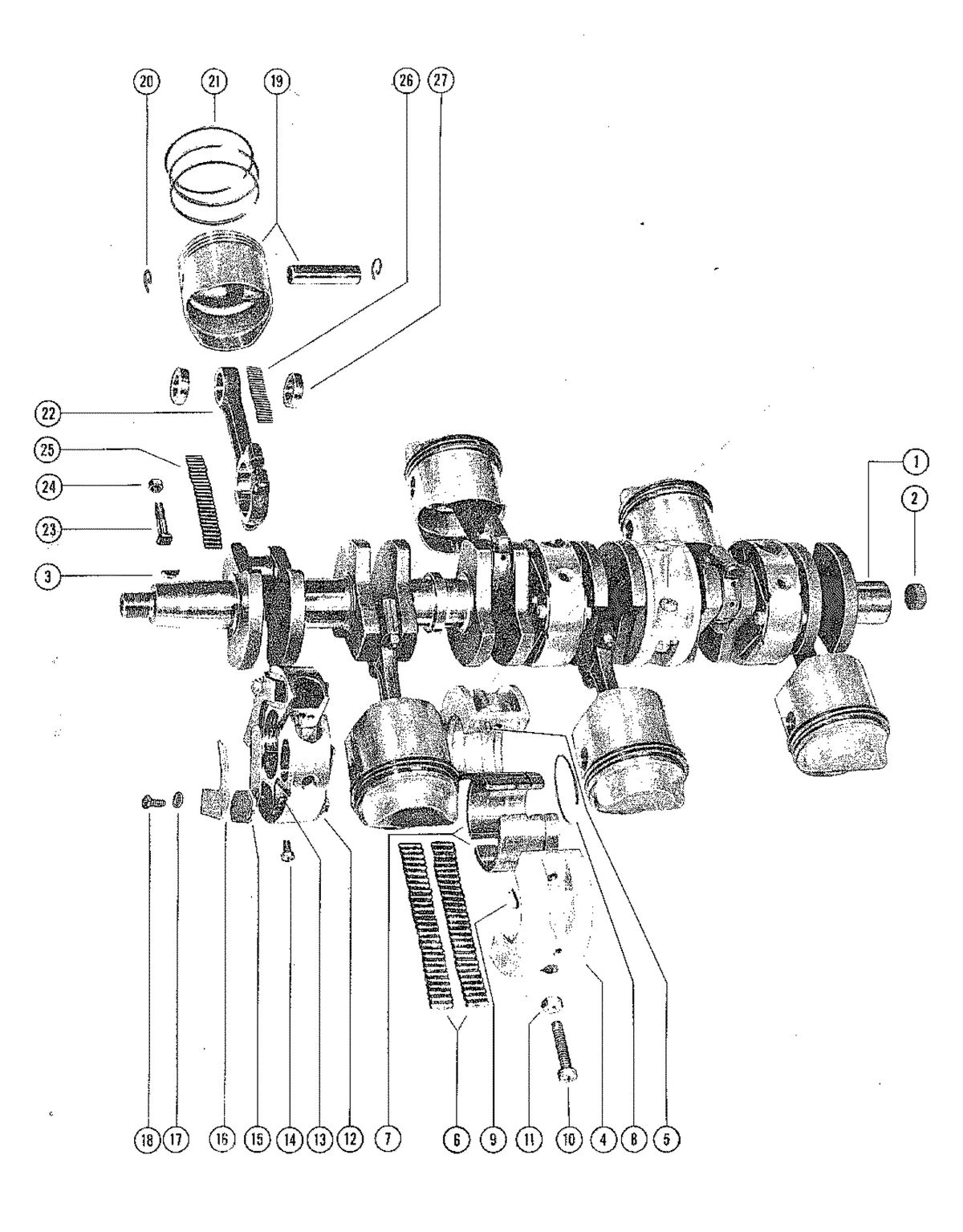 MERCURY MERC 800 CRANKSHAFT, PISTONS AND CONNECTING RODS