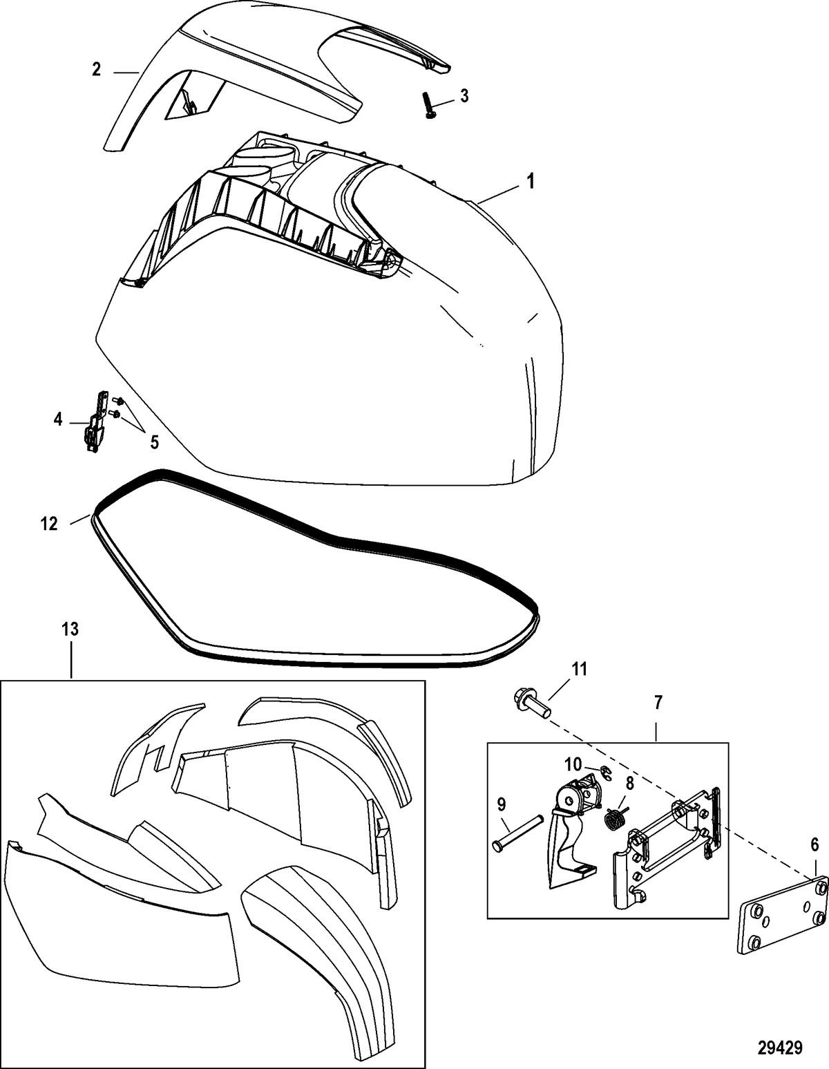 MERCURY/MARINER 135/150/175/200 4-STROKE Top Cowl