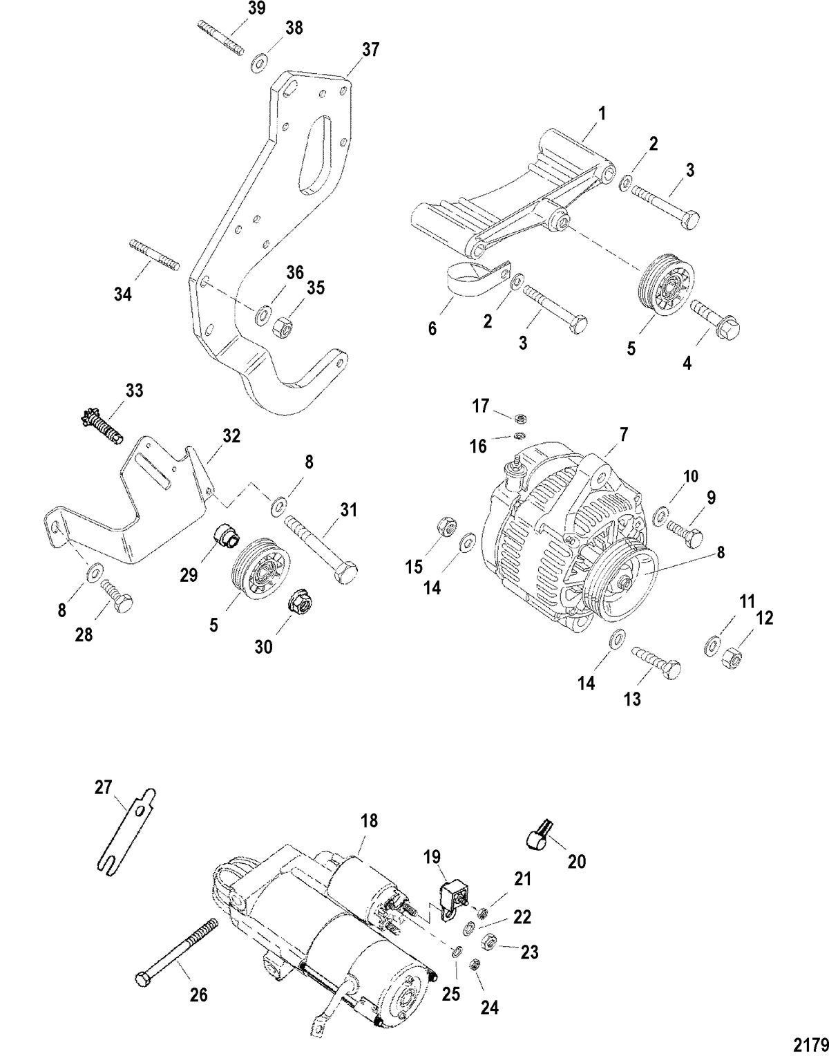 RACE STERNDRIVE 575 SCI Starter And Alternator Mounting