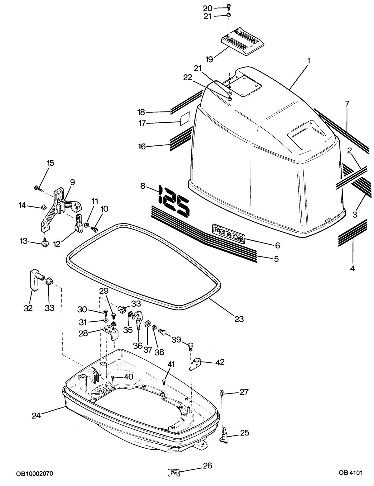 FORCE FORCE 1987 125 H.P. ENGINE COVER AND SUPPORT PLATE