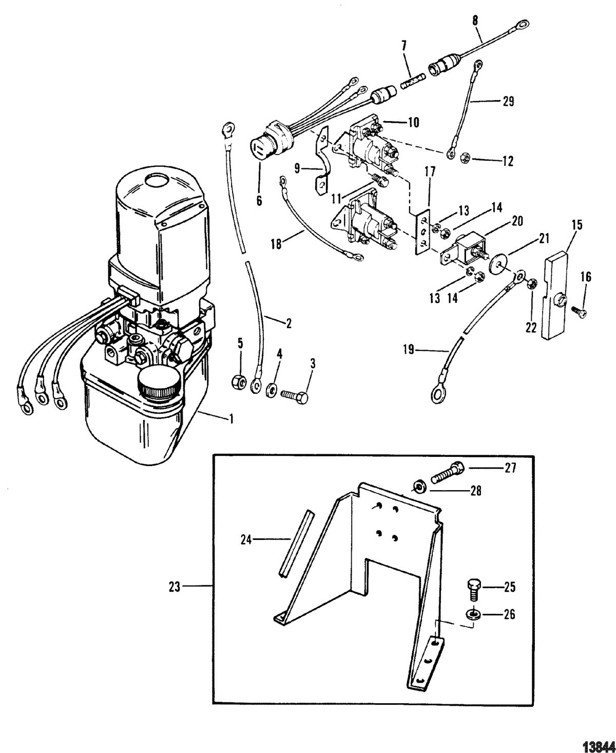 MERCRUISER BRAVO I/II/III STERNDRIVE AND TRANSOM ASSEMBLY HYDRAULIC PUMP AND BRACKET