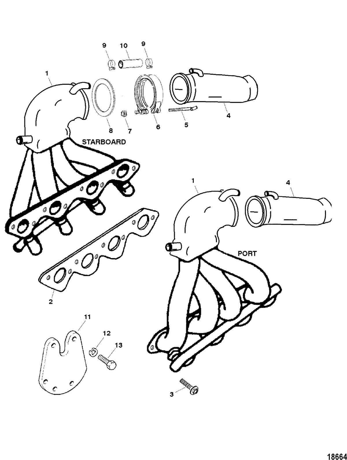 RACE STERNDRIVE 500 EFI Exhaust Header And Tailpipe Assembly