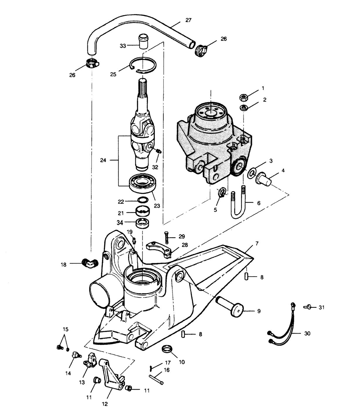 FORCE FORCE 1990 120 H.P. "B" MODEL L-DRIVE U-JOINT AND HOUSING