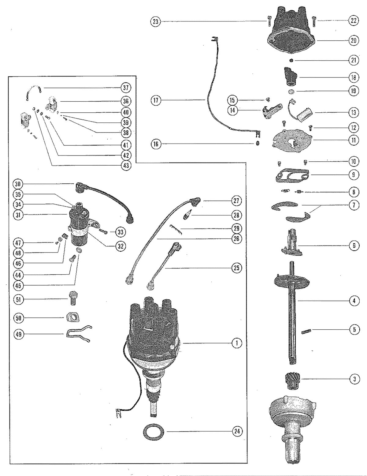 MERCRUISER 120 ENGINE DISTRIBUTOR ASSEMBLY AND COIL
