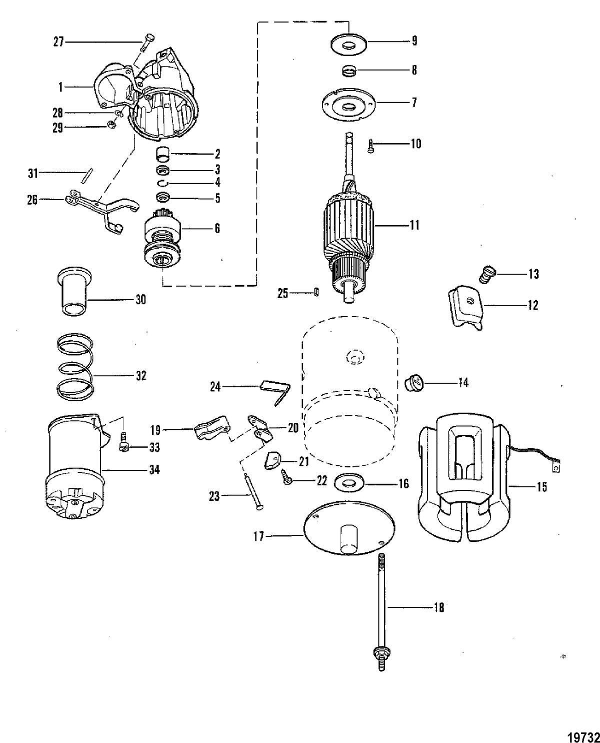 MERCRUISER 330 H.P. ENGINE W/BORG WARNER Starter Motor Assembly