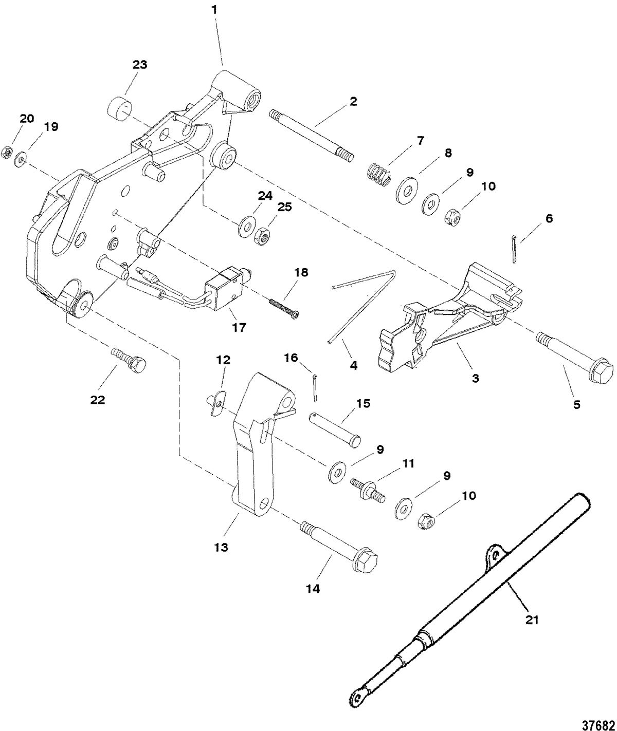 MERCRUISER 5.7L 2BBL 5.7LX 4BBL 350 MAG ALPHA/BRAVO SHIFT BRACKET(ALPHA ENGINES)