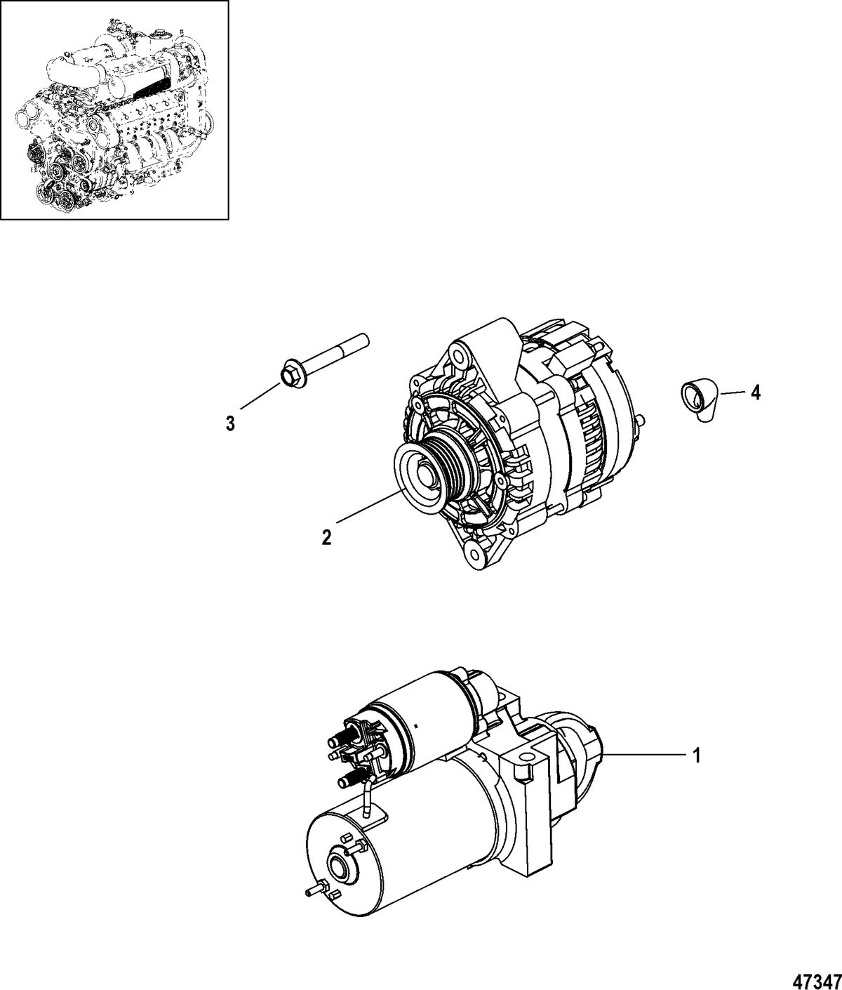 RACE STERNDRIVE RACE 1350 QC4V Starter and Alternator