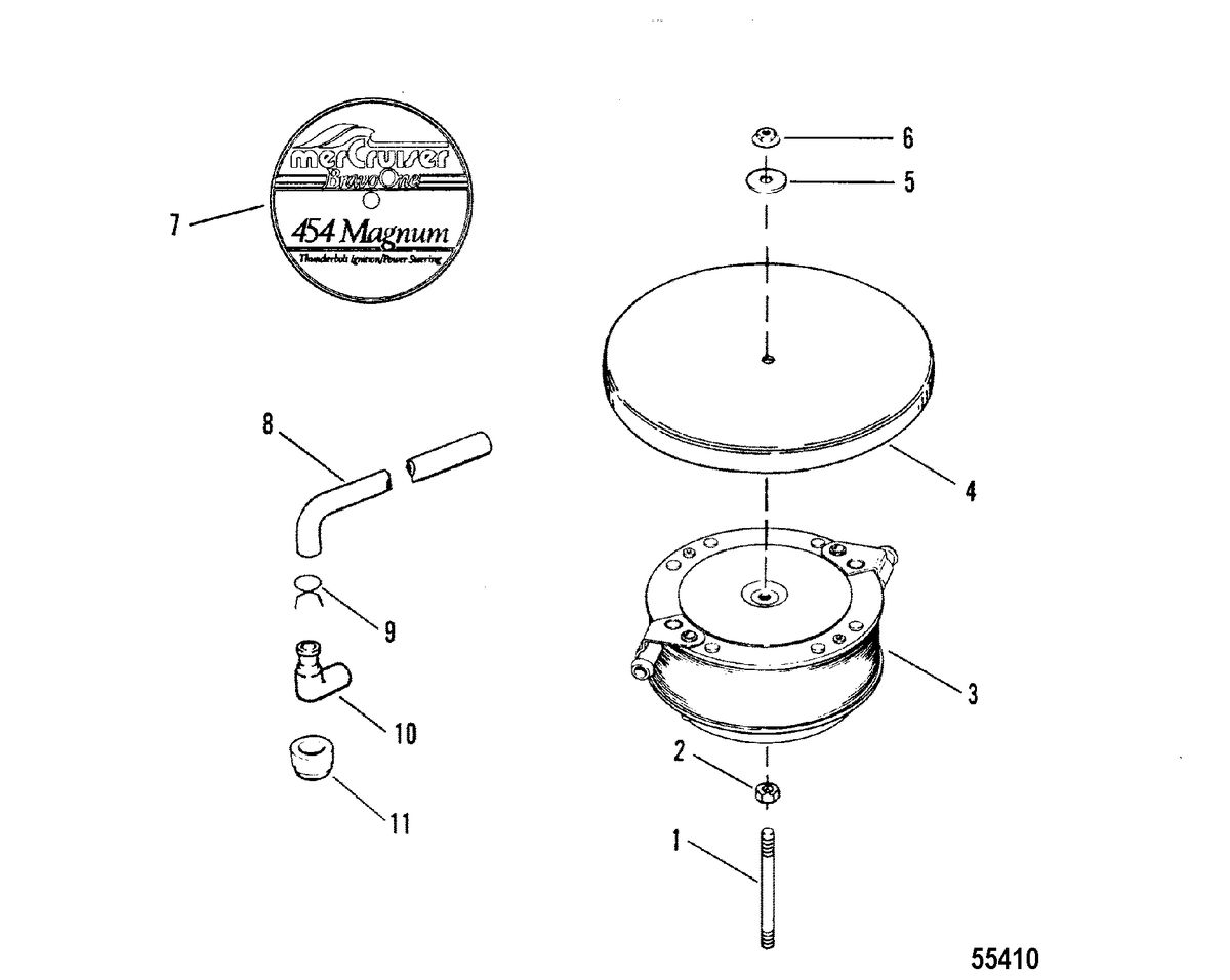 MERCRUISER 454 MAGNUM BRAVO ENGINE FLAME ARRESTOR OLD DESIGN