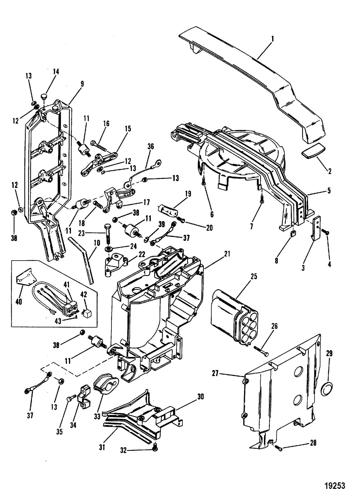 MERCURY/MARINER 50/60 HP (3 CYLINDER) Cowl Support Brackets