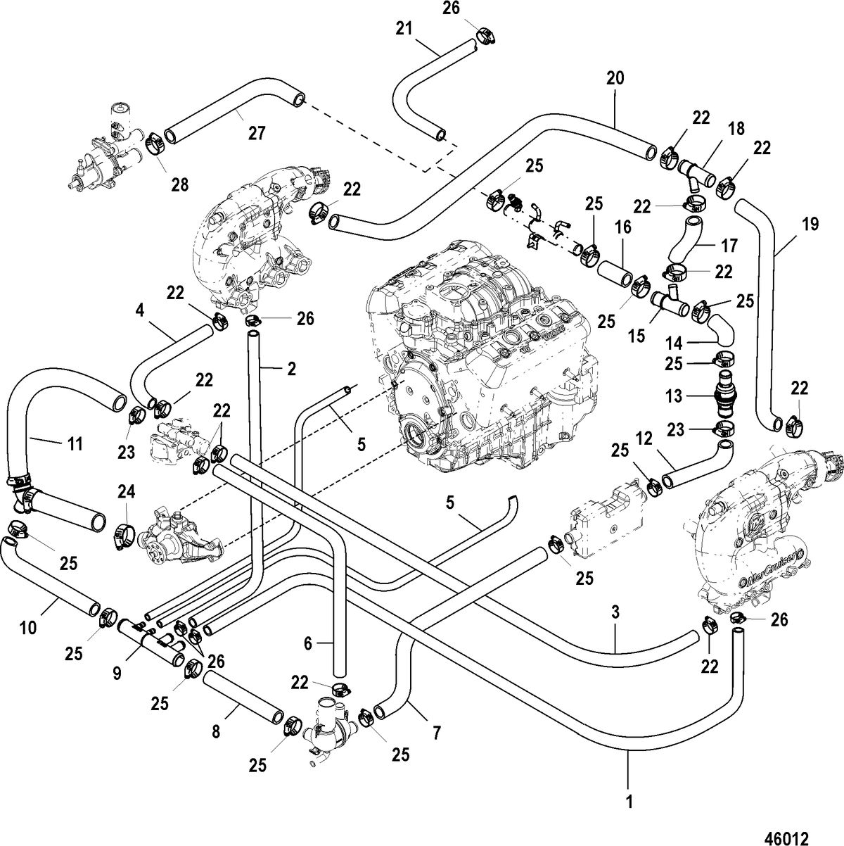 MERCRUISER 4.3L MPI ALPHA/BRAVO EC Standard Cooling, Alpha Single Pt (With Handle) / Bravo 3 Pt