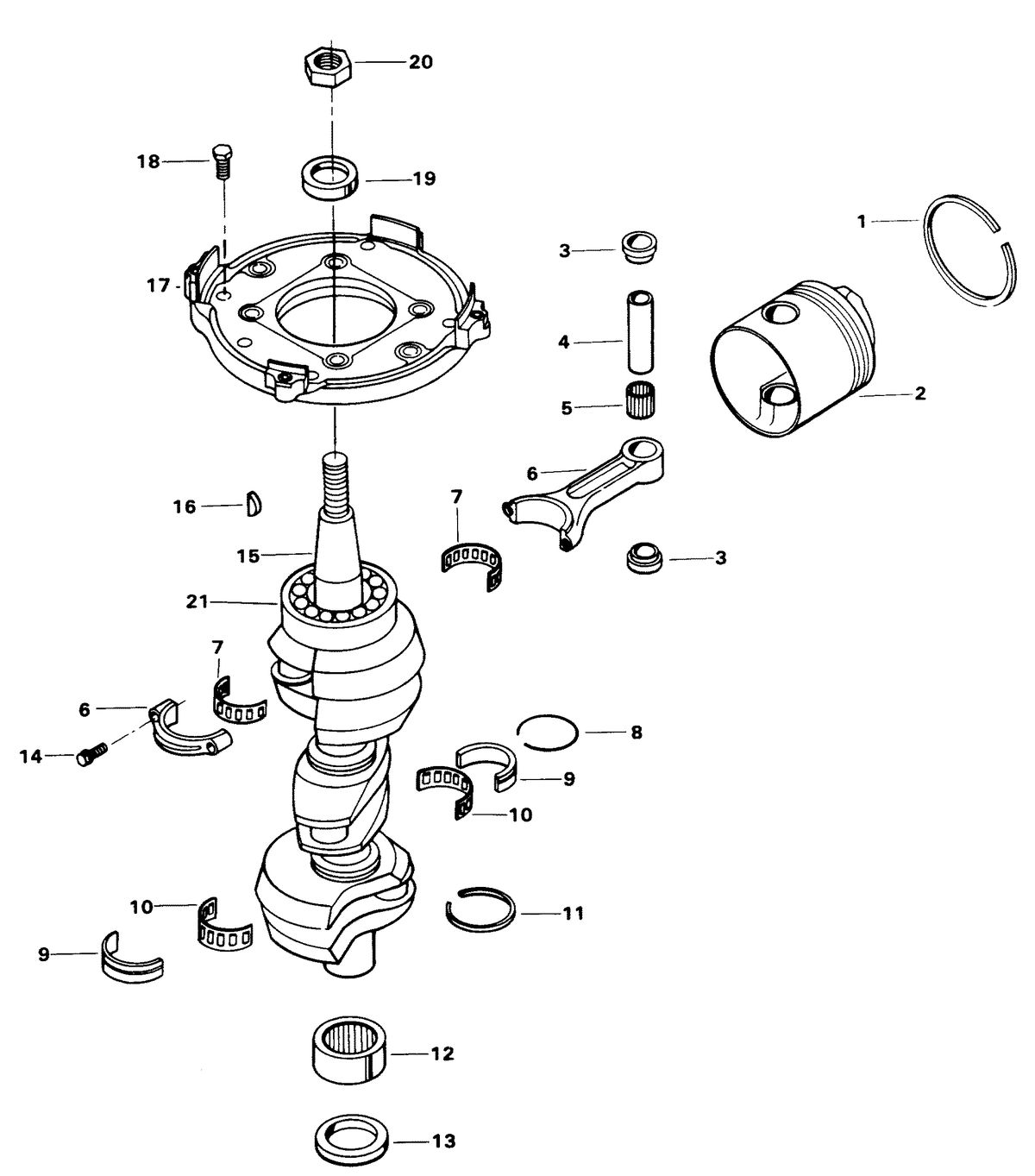 FORCE FORCE 85 H.P. CRANKSHAFT AND PISTON