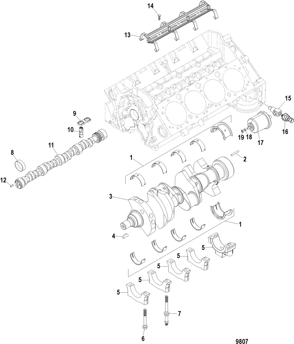 MERCRUISER 357 STROKER SCORPION Cylinder Block(Camshaft and Crankshaft)