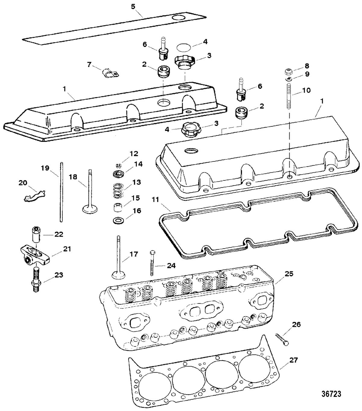 RACE STERNDRIVE 500 CARB (502CID) 8.2L ENGINE (GEN +) CYLINDER HEAD / ROCKER COVER