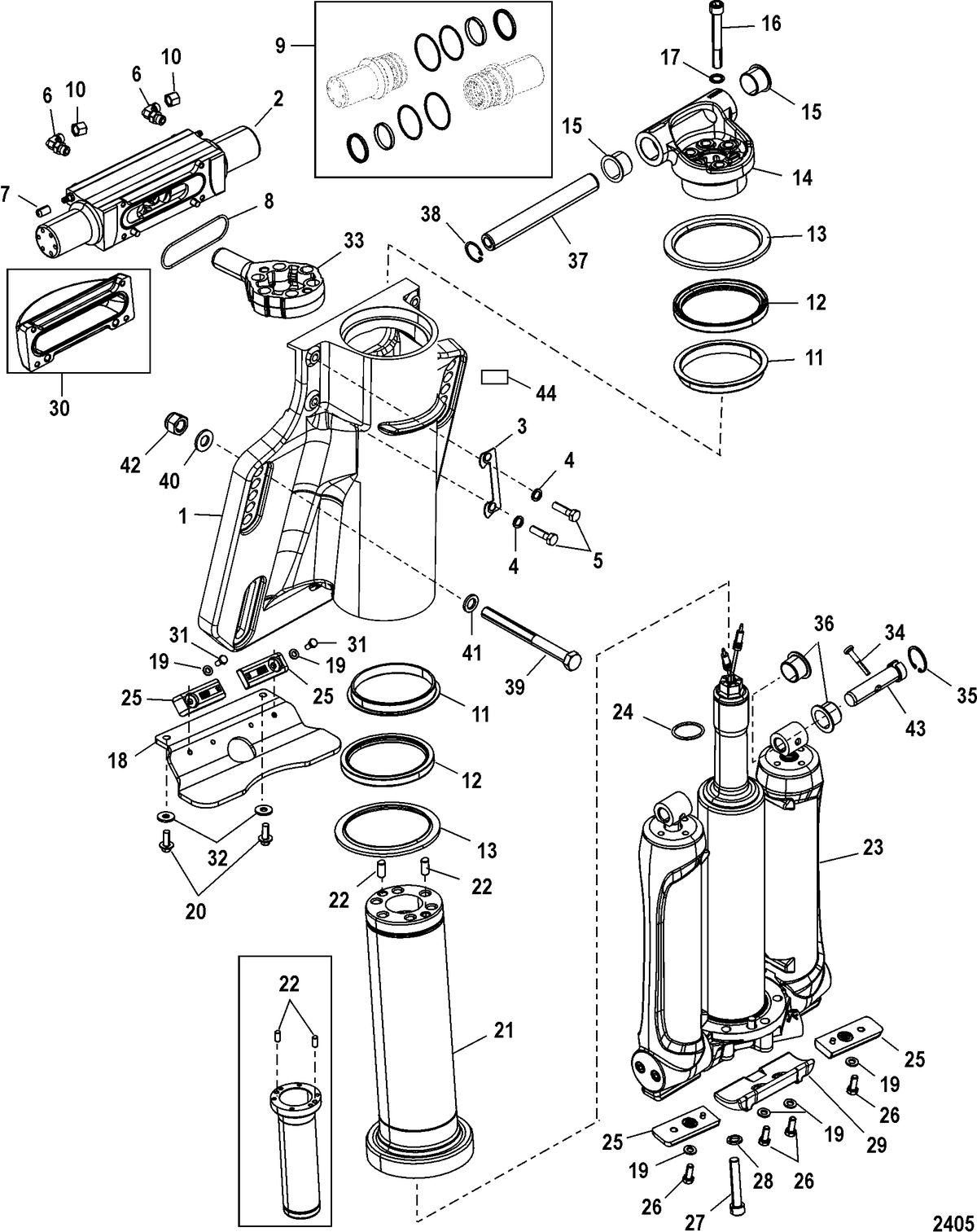 MERCURY/MARINER 200/225/250/275 4-STROKE VERADO Power Trim/Steering Cylinder