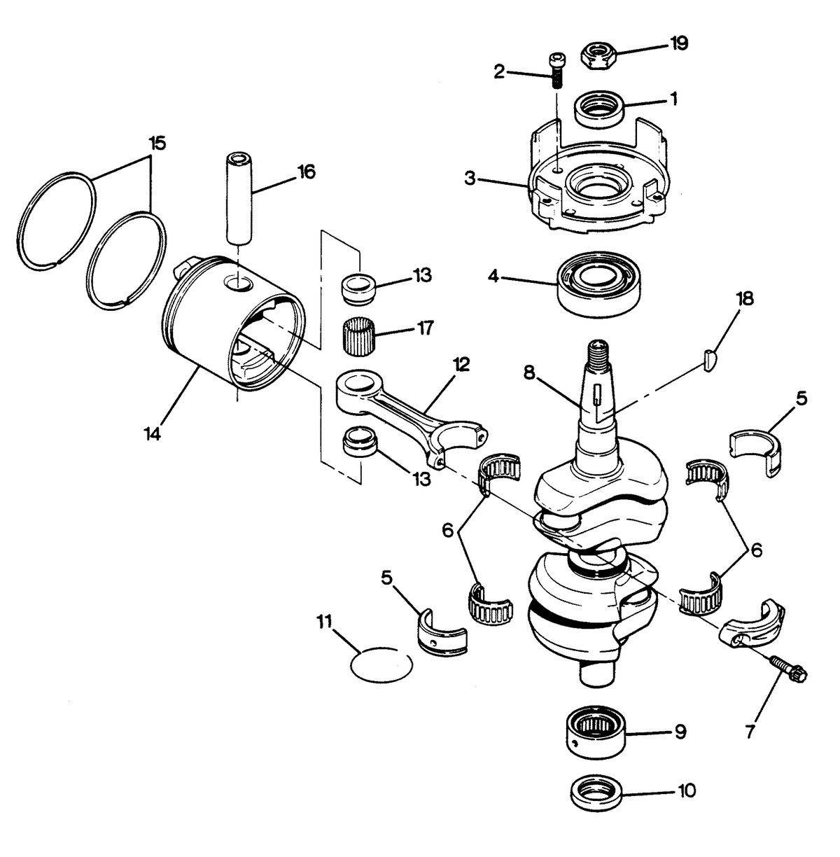 FORCE FORCE 1988 50 H.P. "B" MODELS CRANKSHAFT AND PISTON