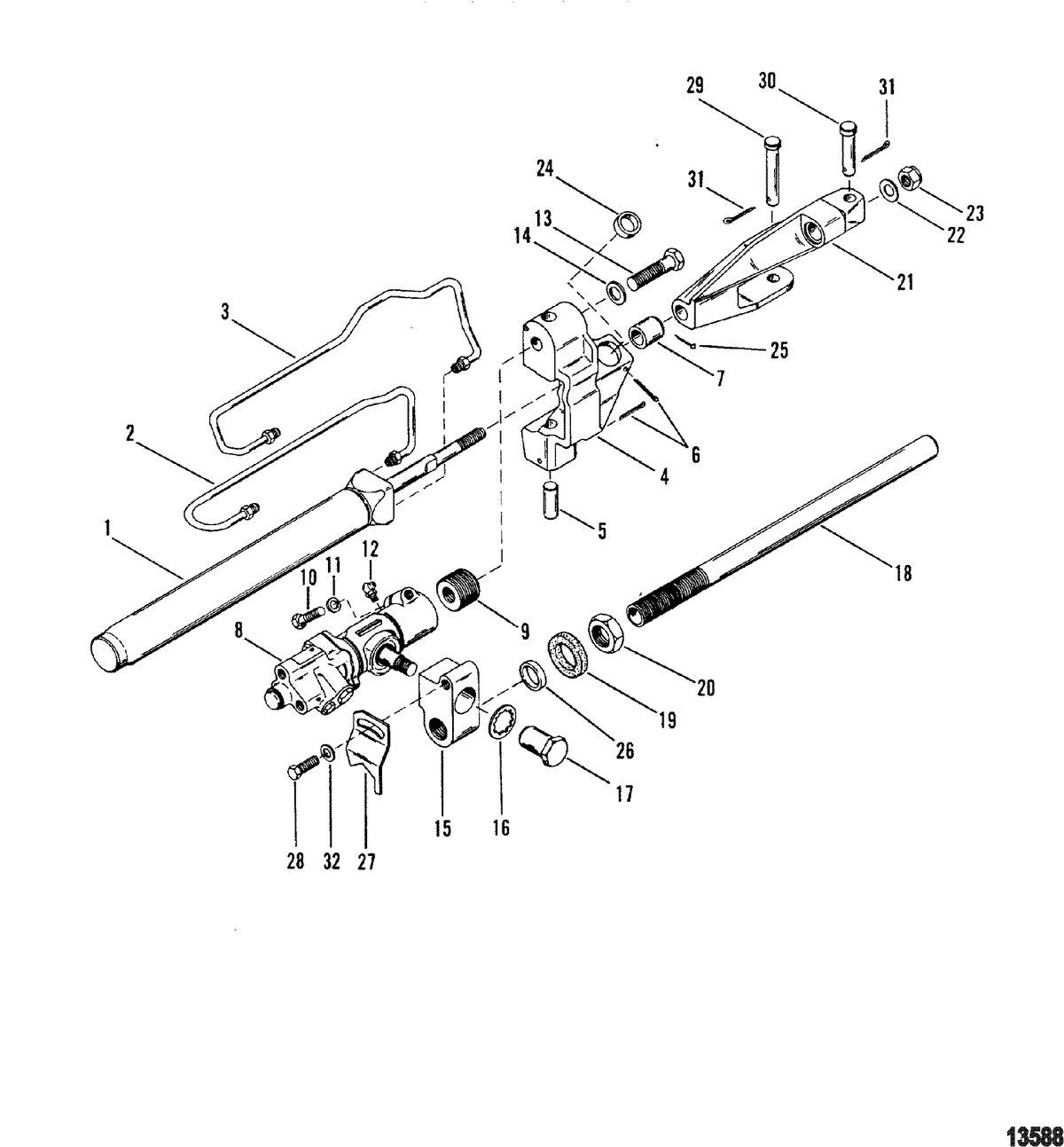 MERCRUISER 530 D-TA / 636 D -TA D183 TURBO AC/D219AC Power Steering Cylinder(5 CYL Stern Drive)