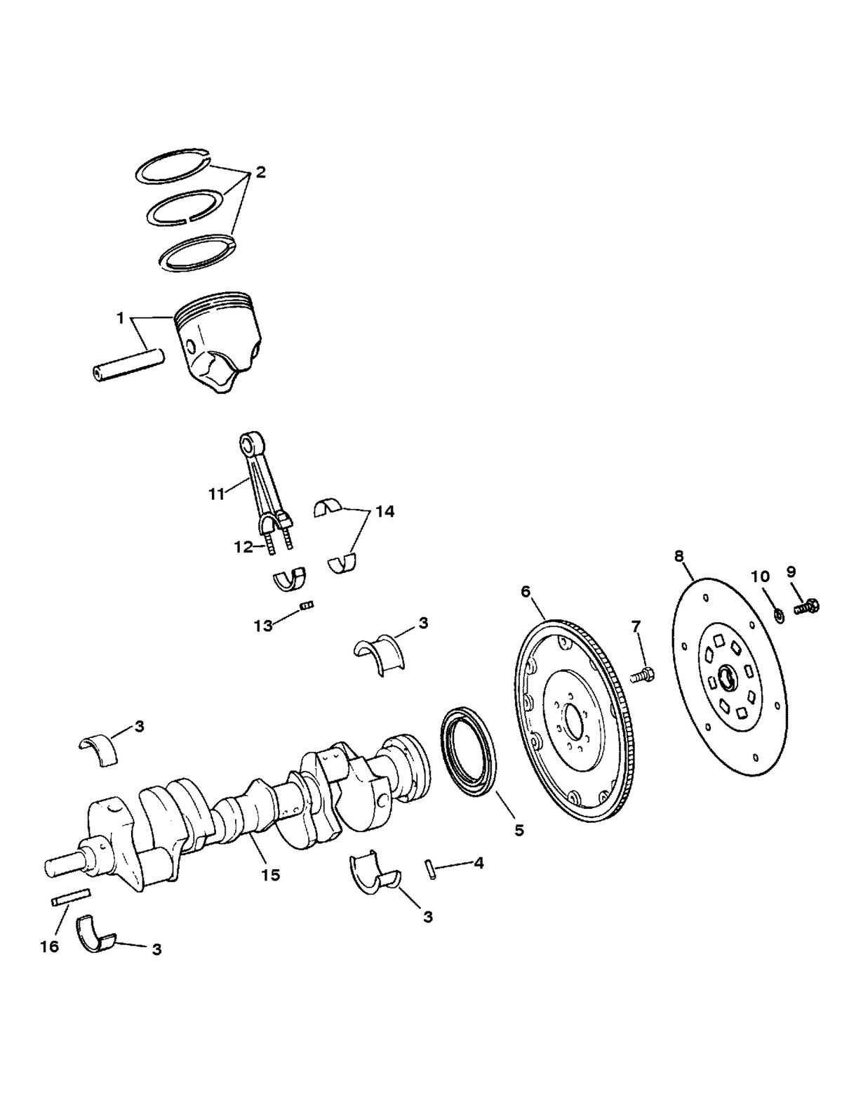 MERCRUISER MIE 7.4L HURTH/BORG WARNER (GEN IV) CRANKSHAFT, PISTONS AND CONN. RODS