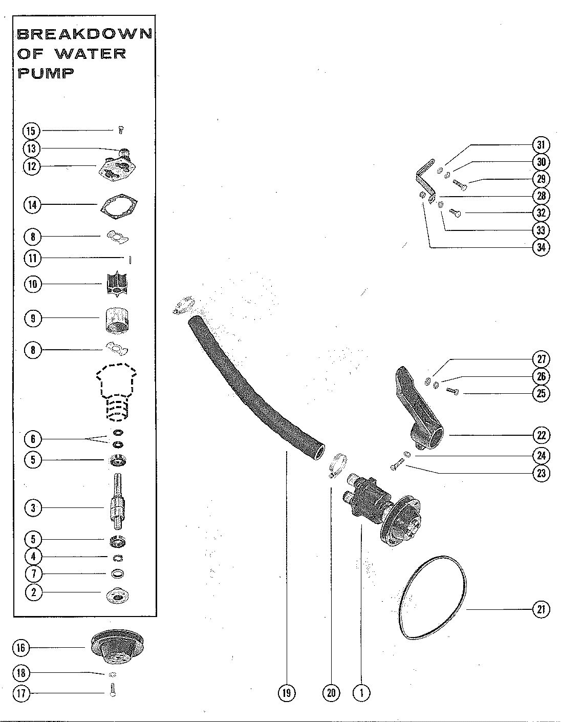 MERCRUISER 390 ENGINE WATER PUMP ASSEMBLY, COMPLETE