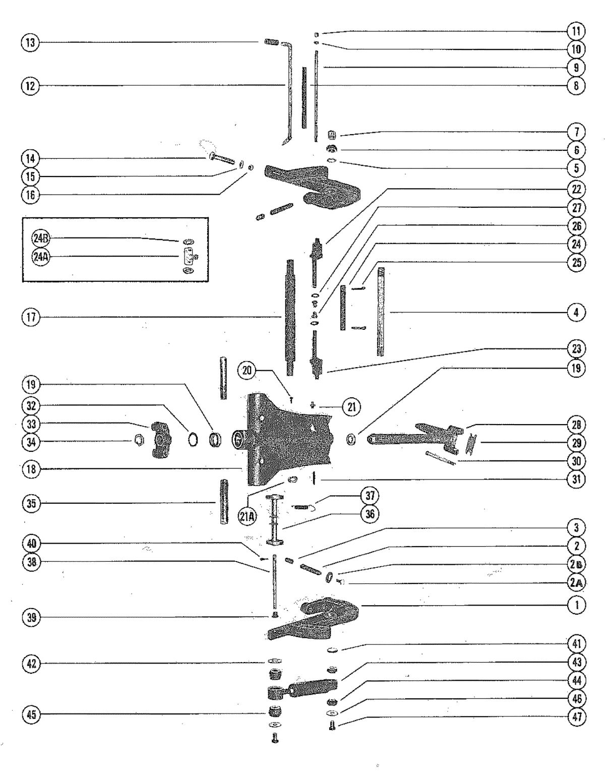 MERCURY MERC 70 (3 CYLINDER) CLAMP AND SWIVEL BRACKET ASSEMBLY