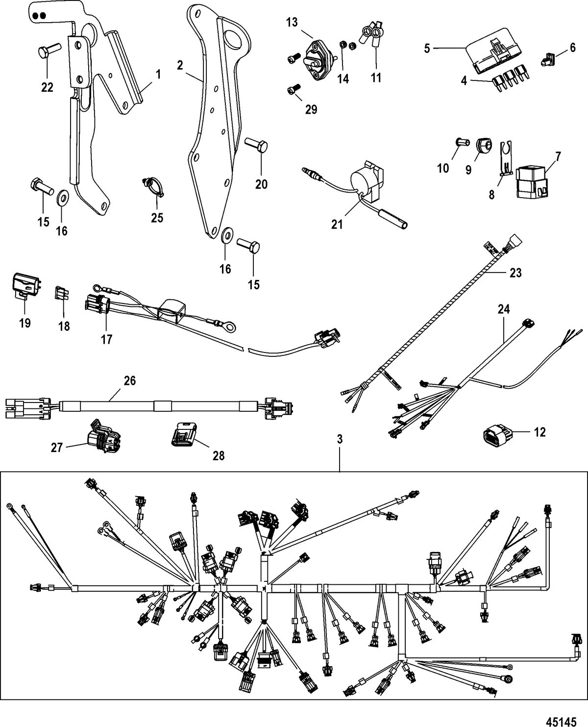 MERCRUISER 8.2L MAG / 8.2L MAG HO Wiring Harness and Lifting Brackets