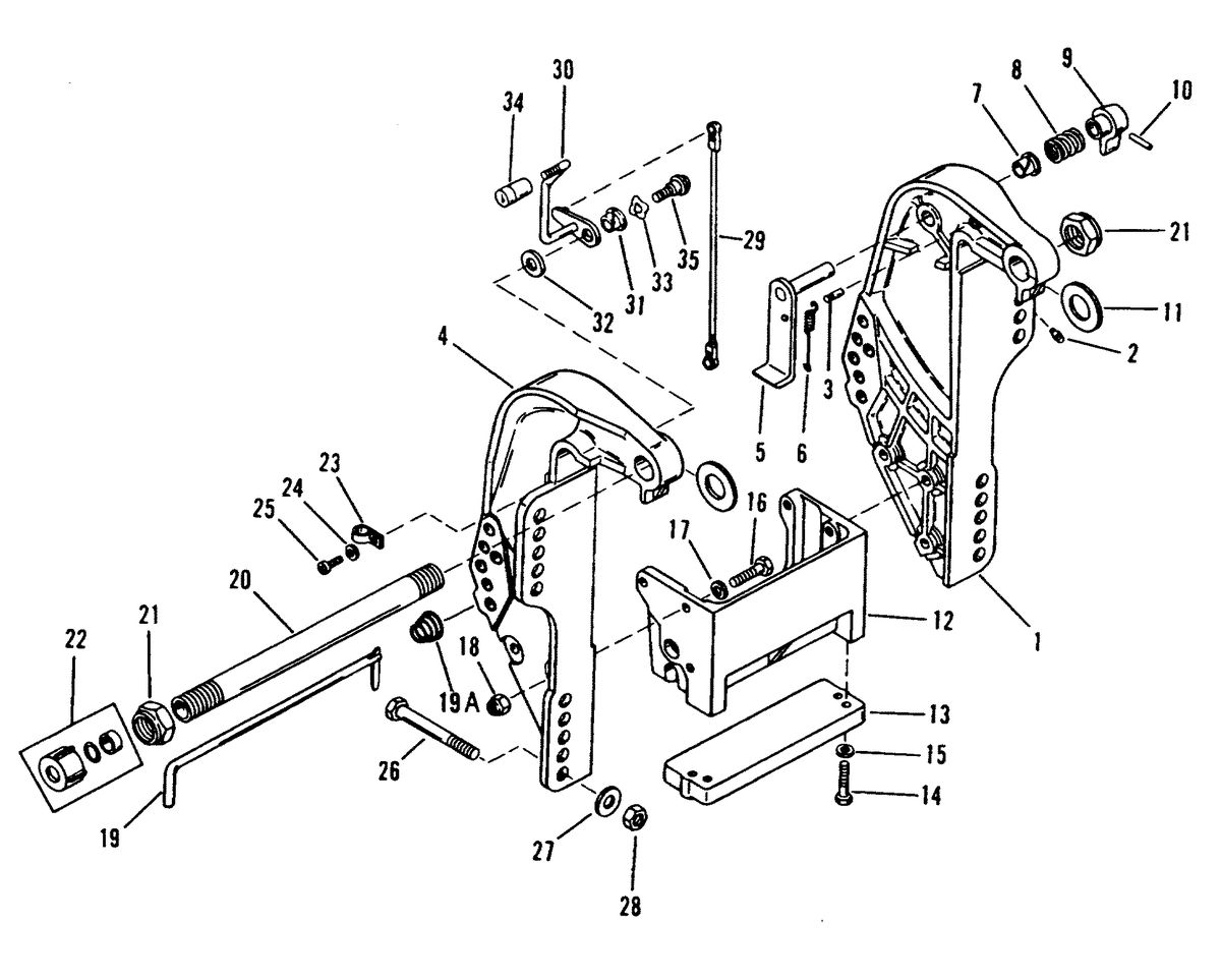 MERCURY/MARINER 50/55/60 HP JET 45 TRANSOM BRACKET (50/60)(S/N: 0D181999 AND BELOW)
