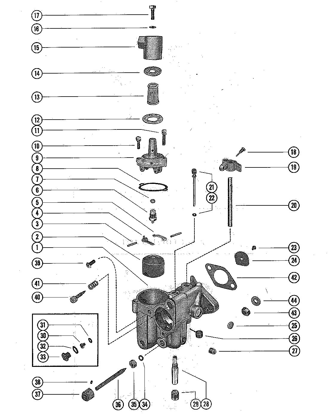 MERCURY MERC 60J CARBURETOR ASSEMBLY
