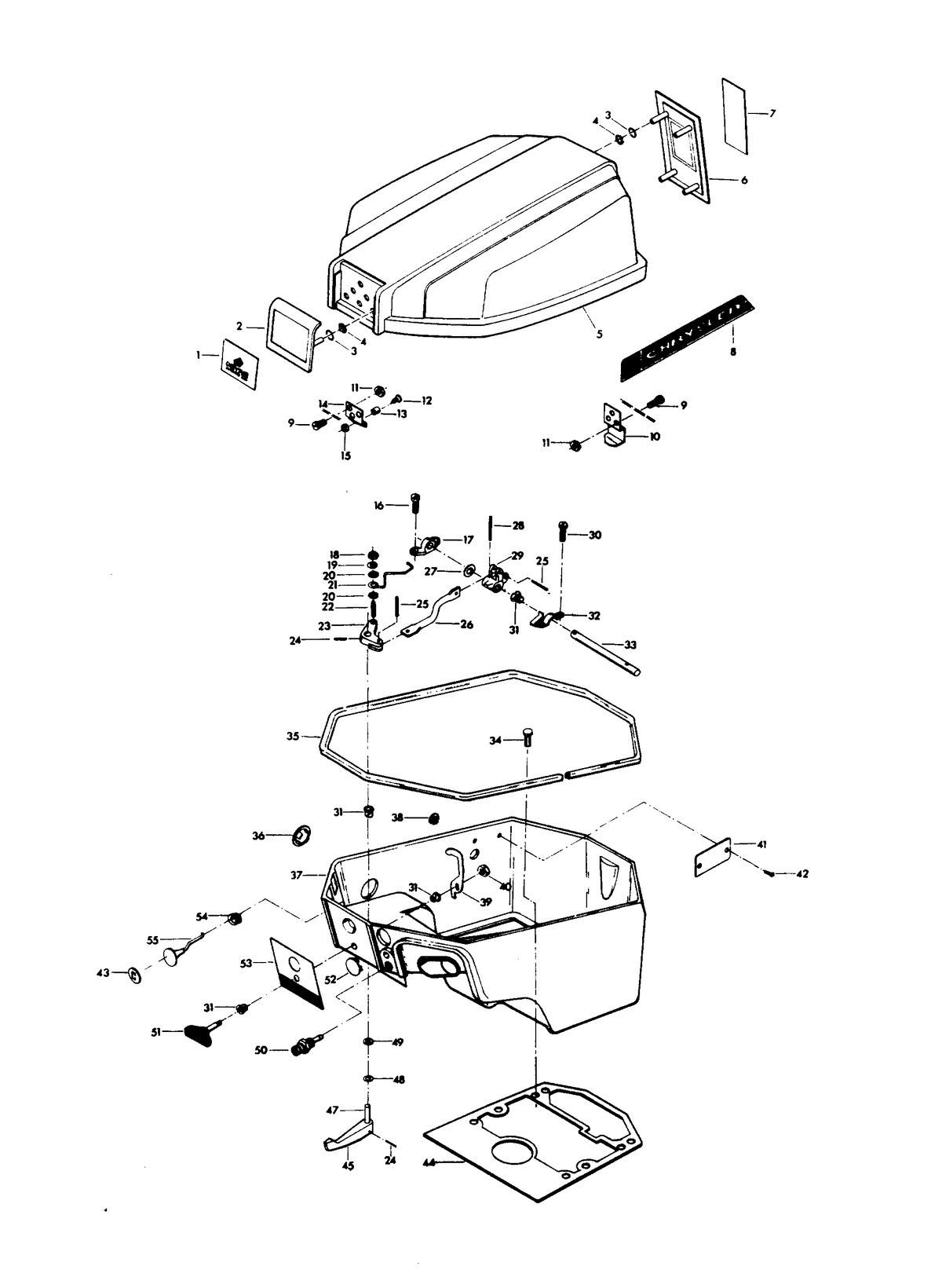 CHRYSLER 6 AND 8 H.P. ENGINE COVER AND SUPPORT PLATE